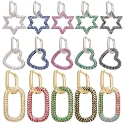 AretesZHUKOU hoop earring for women - 1 piece - brass cubic crystal design