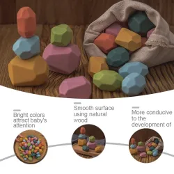 Wooden jenga stones - colorful building blocks - educational toyWooden