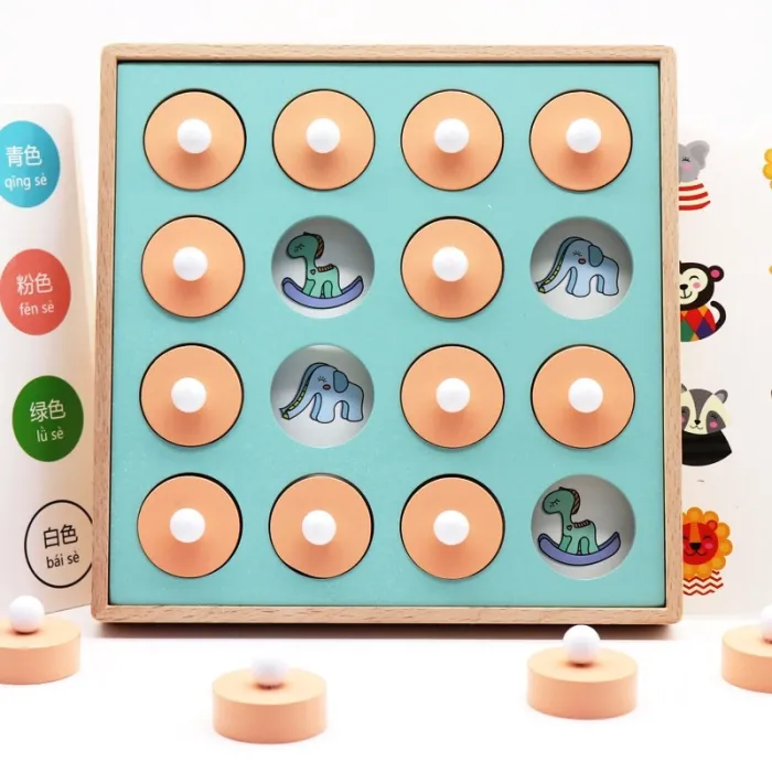De maderaCandywood Kids Wooden Memory Match Chess Game Children Early Educational 3D Puzzles Family Party Casual Game Puzzles