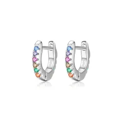 AretesSterling Silver zircon hoop earrings for women - turquoise in color - high quality - gift