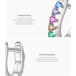 AretesSterling Silver zircon hoop earrings for women - turquoise in color - high quality - gift