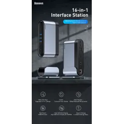 Baseus - USB-C 3.0 / HUB type-C to HDMI - RJ45 VGA SD / TF - power adapter - 17 in 1 docking station for Macbook ProStands