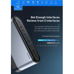 Baseus - USB-C 3.0 / HUB type-C to HDMI - RJ45 VGA SD / TF - power adapter - 17 in 1 docking station for Macbook ProStands