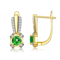 AretesINALIS Gold Plated Stud Earrings For Women Square Green Copper Earring Female Wedding Fashion Jewelry Hot Selling Festi...