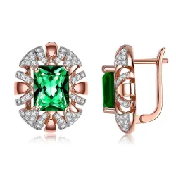 AretesEarrings For Women Shining Clear Cubic Zirconia Romantic Rose Gold Copper Earring Anniversary Fashion Jewelry