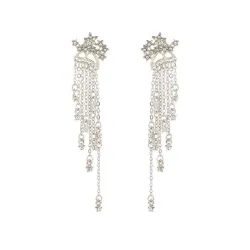 Classic long crystal earrings with stars streamlinedEarrings
