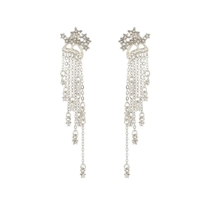 Classic long crystal earrings with stars streamlinedEarrings