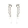Classic long crystal earrings with stars streamlinedEarrings