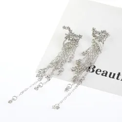 Classic long crystal earrings with stars streamlinedEarrings