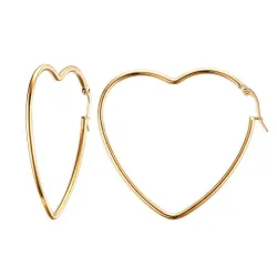 AretesHeart shaped gold colour hoop earrings for women - wedding gift - big heart design -