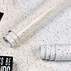 MueblesWaterproof PVC Wallpaper Marble Gravel Wall Sticker For Kitchen Cabinet Countertop Self-adhesive Contact Paper Decor