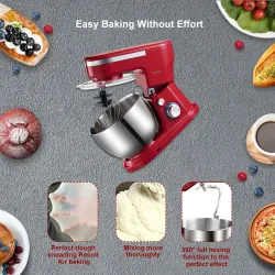 Utensilios para hornear1200W 5L Stainless Steel Bowl 6-speed Kitchen Food Stand Mixer Cream Egg Whisk Whip Dough Kneading Mix...