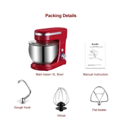 Utensilios para hornear1200W 5L Stainless Steel Bowl 6-speed Kitchen Food Stand Mixer Cream Egg Whisk Whip Dough Kneading Mix...