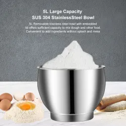 Utensilios para hornear1200W 5L Stainless Steel Bowl 6-speed Kitchen Food Stand Mixer Cream Egg Whisk Whip Dough Kneading Mix...