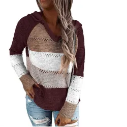 Multicolor hooded sweater - stitching patternHoodies & Jumpers