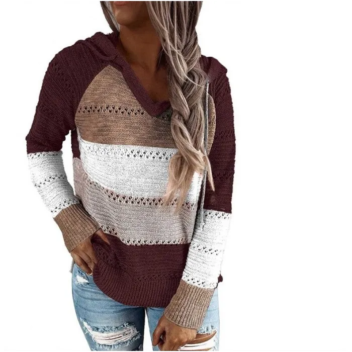 Multicolor hooded sweater - stitching patternHoodies & Jumpers