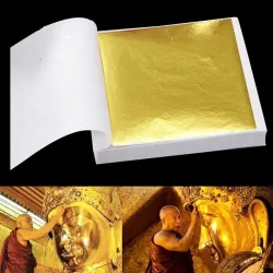 DecoraciónHoja de oro brillante - papel en hojas - para dorar muebles / paredes / manualidades / decoración - 9 * 9 cm - 100 ...