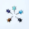 CollarSilver tortoise pendant - for necklace - natural stone