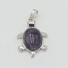 CollarSilver tortoise pendant - for necklace - natural stone