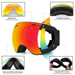 GafasSki goggles - interchangeable lens - double layer - anti-fog - snowboard sunglasses - UV 400