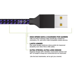 Fast charging cable - data / sync - micro USB / Type-C / ISO - for PS4 / Xbox One Controller - 3mCables