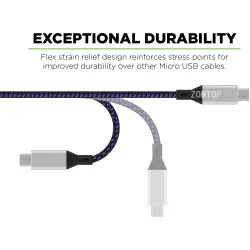 Fast charging cable - data / sync - micro USB / Type-C / ISO - for PS4 / Xbox One Controller - 3mCables