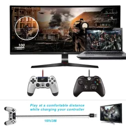 Fast charging cable - data / sync - micro USB / Type-C / ISO - for PS4 / Xbox One Controller - 3mCables