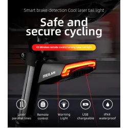 LucesLuz de freno de bicicleta - luz de giro - luz trasera de cola de flash - línea láser