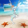 CollarSilver necklace with a colorful opal dolphin