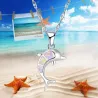 CollarSilver necklace with a colorful opal dolphin