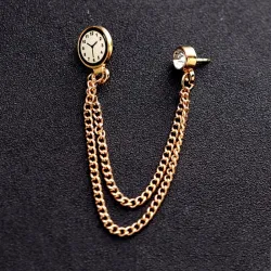 Brooch with a Korean trend - pin with a watch and a chainBrooches
