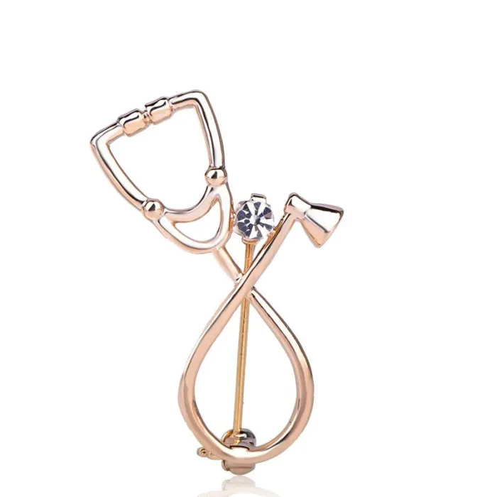 BrochesStethoscope shaped brooch with crystal