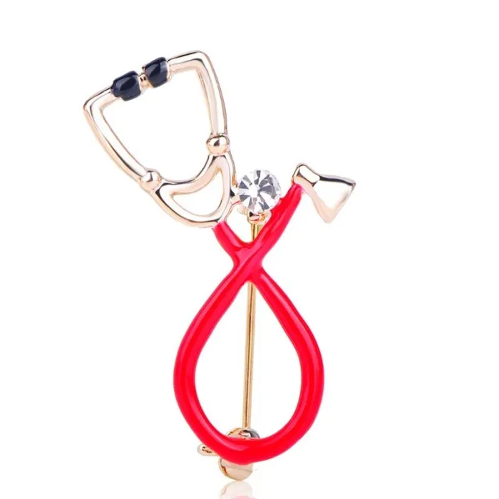 BrochesStethoscope shaped brooch with crystal