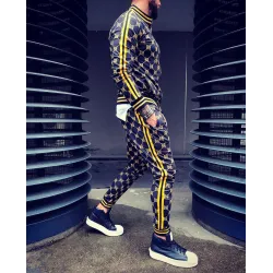Fashionable sports tracksuit - sweatshirt with a zipper / long pants - slim fit - 3D printingPants