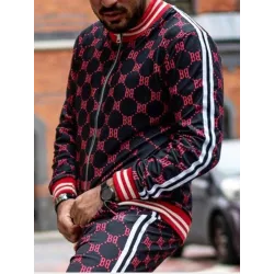 Fashionable sports tracksuit - sweatshirt with a zipper / long pants - slim fit - 3D printingPants
