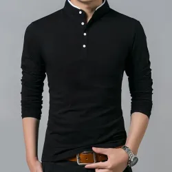 CamisetasCamiseta elegante - manga larga - cuello mao con botones - algodón