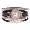 PulseraMultilayer bracelet with a round watch - crystals / beads