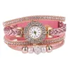 PulseraMultilayer bracelet with a round watch - crystals / beads