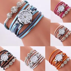PulseraVintage multilayer bracelet - with a round watch / crystals