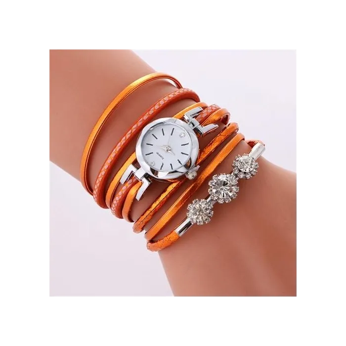 PulseraVintage multilayer bracelet - with a round watch / crystals