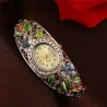 PulseraElegant crystal bracelet - with a watch - colorful flowers - hollow out design
