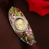 PulseraElegant crystal bracelet - with a watch - colorful flowers - hollow out design