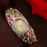 Elegant crystal bracelet - with a watch - colorful flowers - hollow out designBracelets