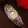 PulseraElegant crystal bracelet - with a watch - colorful flowers - hollow out design