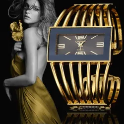 PulseraLuxurious bracelet with a rectangle watch - open design
