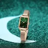 PulseraElegant watch / with bracelet - with a green stone - stainless steel / leather
