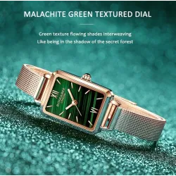 PulseraElegant watch / with bracelet - with a green stone - stainless steel / leather