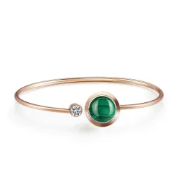 PulseraElegant watch / with bracelet - with a green stone - stainless steel / leather