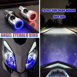 Luces de circulación diurna (DRL)Motorcycle / car light bulb - LED - DRL - Angel Eye - blue / pink - H4 - BA20D