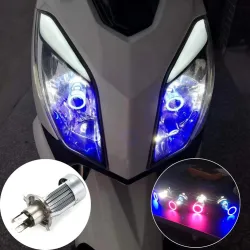 Luces de circulación diurna (DRL)Motorcycle / car light bulb - LED - DRL - Angel Eye - blue / pink - H4 - BA20D